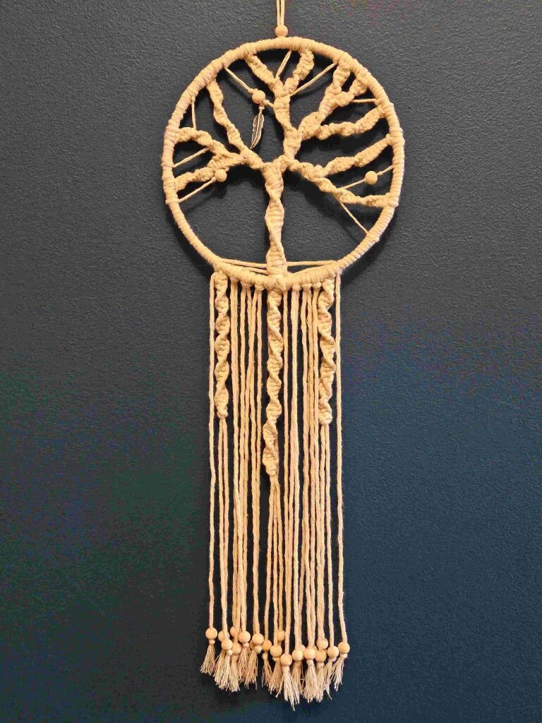 macramé décoration murale - coloris écru - Modèle Arbre de vie -fifiecreation.com