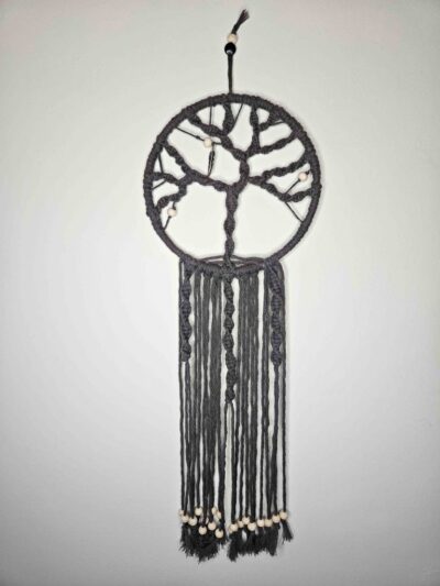 macramé décoration murale - coloris gris - Modèle Arbre de vie -fifiecreation.com