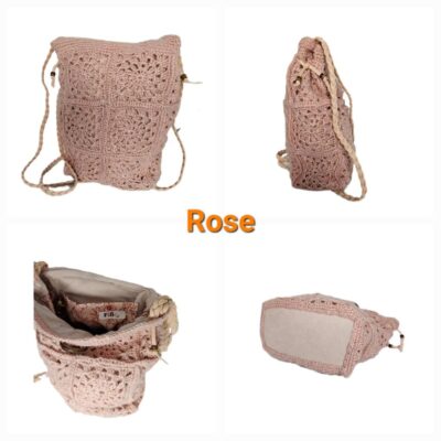 Sac à main seau rectangle à bandoulière vues 4 faces coloris rose modèle Louise -fifiecreation.com