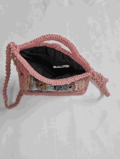 Petit sac à main femme style pochette -vue intérieure -modèle Madeleine Panaché rose -fifiecreation.com