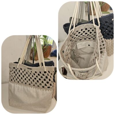 Sac cabas fait main Paulette beige - fifiecreation.com