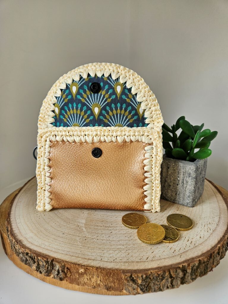 cadeau fête des mères- Porte monnaie beige/cuivre-fifiecreation.com