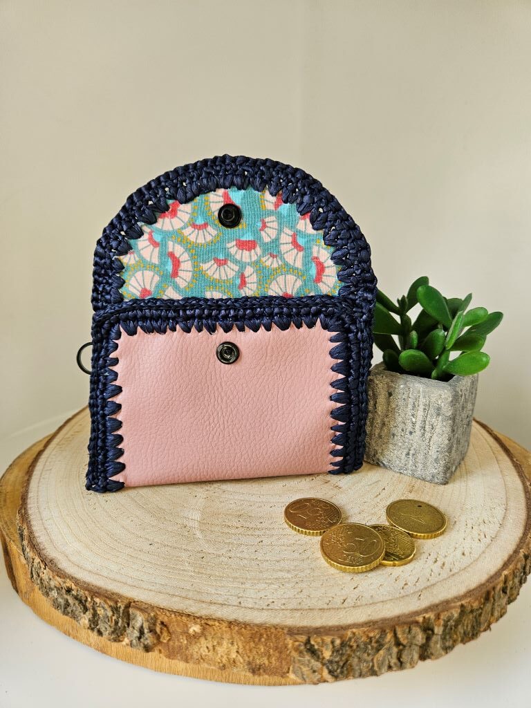 Petit porte monnaie -Mary Bleu/Rose- vue intérieure- fifecreation.com