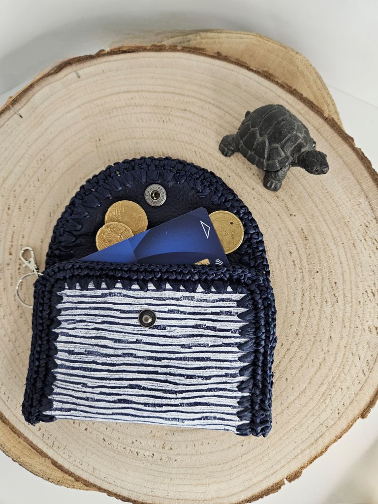 Porte monnaie tendance -Romy Bleu- vue intérieure- fifiecreation.com