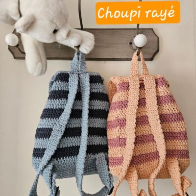 Sac à dos enfant ou bébé - Choupi rayé - fifiecretion.com